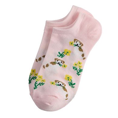 Women's Floral Dog No-Show Socks