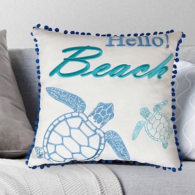 Harper Loft Hello Beach Embroidered Throw Pillow