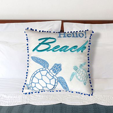 Harper Loft Hello Beach Embroidered Throw Pillow