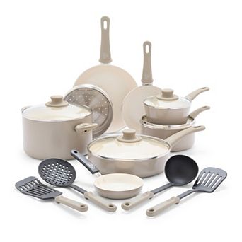 GreenLife Soft Grip 16 pc Aluminum Healthy Ceramic Nonstick Cookware Set