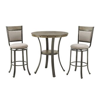 Linon Franklin 3 pc Pub Set with Stools and Round Table