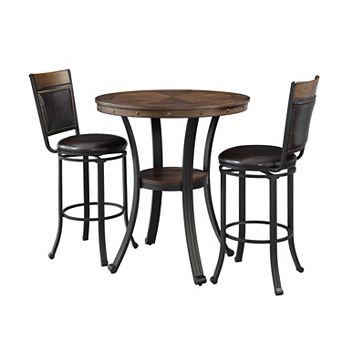 Linon Franklin 3 pc Pub Set with Stools and Round Table