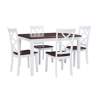 Linon Harrison Dining Table & Crossback Chairs 5 pc Set