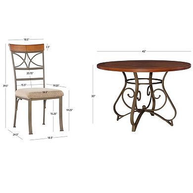 Linon Hamilton Round Dining Table & Upholstered Chairs 5-pc. Set