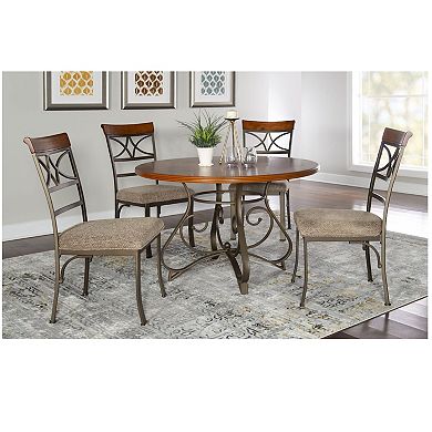Linon Hamilton Round Dining Table & Upholstered Chairs 5-pc. Set