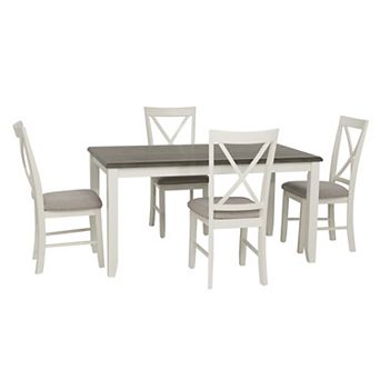 Linon Jane Dining Table & Upholstered Chairs 5 pc Set