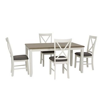 Linon Jane Dining Table & Upholstered Chairs 5 pc Set