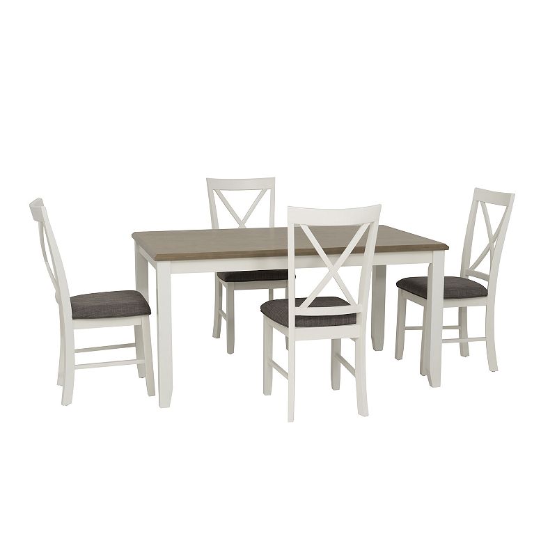 Linon Jane Dining Table & Upholstered Chairs 5-pc. Set, Teal Blue