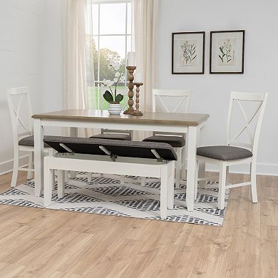 Linon Jane Dining Table, Bench & Upholstered Seats 6-pc. Set