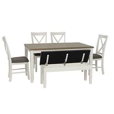 Linon Jane Dining Table, Bench & Upholstered Seats 6-pc. Set
