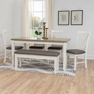 Linon Jane Dining Table, Bench & Upholstered Seats 6-pc. Set