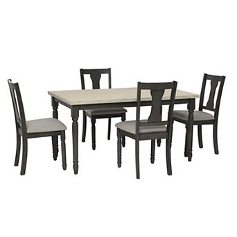 Linon Willow Dining Table & Upholstered Chairs 5 pc Set