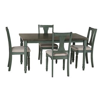 Linon Willow Dining Table & Upholstered Chairs 5 pc Set