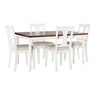 Linon Willow Dining Table & Upholstered Chairs 5 pc Set