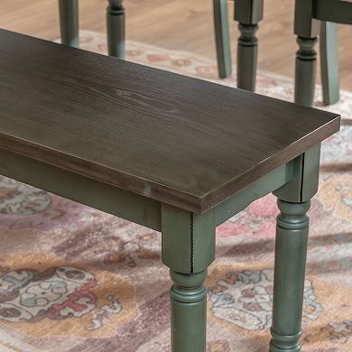 Linon Willow Dining Table, Bench & Upholstered Seats 6-pc. Set