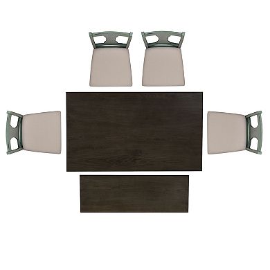 Linon Willow Dining Table, Bench & Upholstered Seats 6-pc. Set