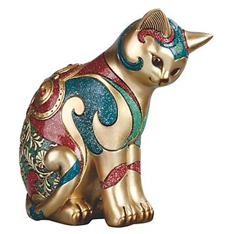 FC Design 8"H Gold and Red Cat Figurine Decoration Home Room Decor