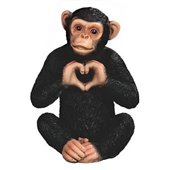 FC Design 5"H Chimpanzee with Hand Sign Heart Figurine Decoration Home Room Decor