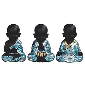 FC Design 3 pc Set 4"H Monk MeditatingFigurine Decoration Home Room Decor