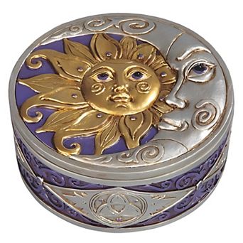 FC Design 4.75"W Silver Celestial Round Trinket Box Decoration Home Room Decor