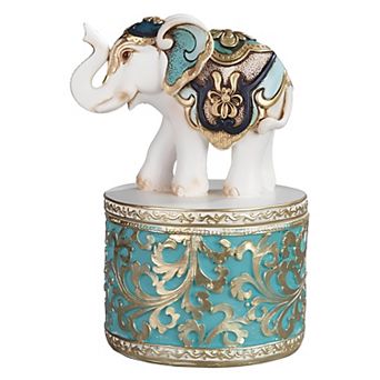 FC Design 6"H White Thai Elephant Trinket Box Decoration Home Room Decor