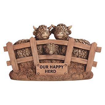 FC Design 9"W Highland Cow Family in Fence Figurine Decoration Home Room Decor