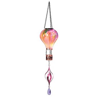 FC Design 27.5"Long Pastel Bloom with Copper Basket & Lavender Drop Solar Hot Air Balloon