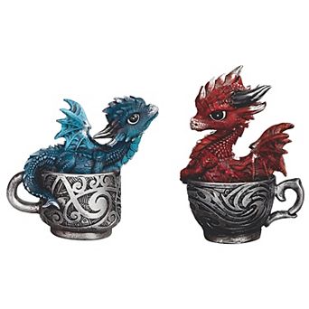 FC Design 2 pc Set 4"H Dragon Cup Figurine Decoration Home Room Decor