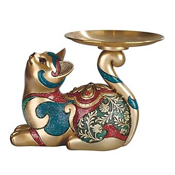 FC Design 7"W Gold and Red Cat Figurine Decoration Home Room Decor