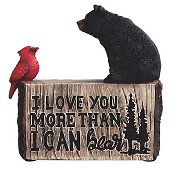 FC Design 7"W Bear and Cardinal on Wood Figurine Decoration Home Room Decor