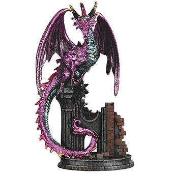 FC Design 7"H Purple Dragon on Castle Figurine Decoration Home Room Decor