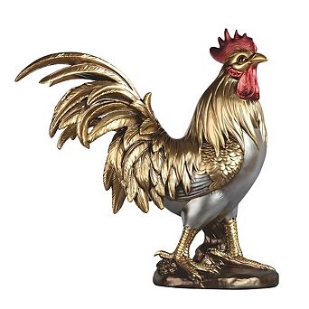 FC Design 13.75"H Color of Gold/Silver Rooster Figurine Decoration Home Room Decor