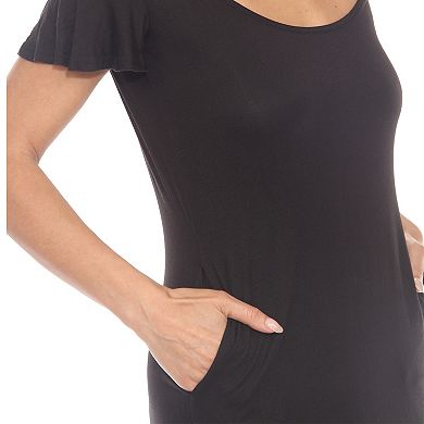 Women's Casual Scoop Neck Flutter Sleeve Knee Length Dress