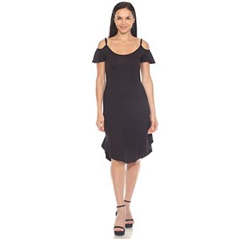 Women's Casual Scoop Neck Flutter Sleeve Knee Length Dress