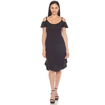 Women's Casual Scoop Neck Flutter Sleeve Knee Length Dress