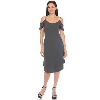 Women's Casual Scoop Neck Flutter Sleeve Knee Length Dress