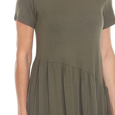 Women's Asymmetrical Waist and Short Sleeve Swing Dress