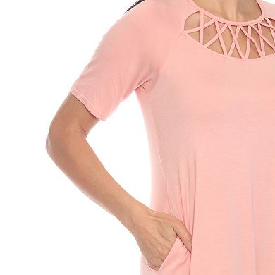 Women's Short Sleeve Criss-Cross Neck A-Line Dress