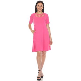 Women's Short Sleeve Criss-Cross Neck A-Line Dress