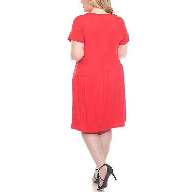 Plus Size Asymetrical Waist and Short Sleeve Swing Dress