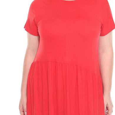 Plus Size Asymetrical Waist and Short Sleeve Swing Dress