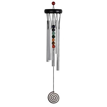 FC Design 18" Long Spiral Wood Top Geode Wind Chime Decoration Garden and Patio Decor