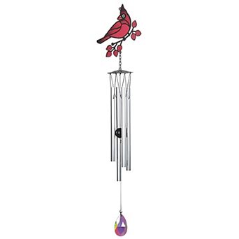 FC Design 29" Long Red Cardinal Silver Wind Chime Decoration Garden and Patio Decor