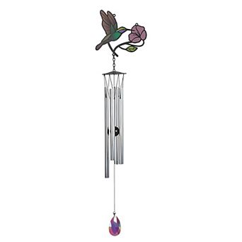 FC Design 29" Long Hummingbird Silver Wind Chime Decoration Garden and Patio Decor