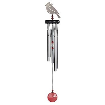 FC Design 20" Long Cardinal Wood Top Etched Wind Chime Decoration Garden and Patio Decor