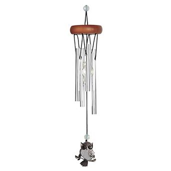 FC Design 11" Long Owl Wood Top Wind Chime Decoration Garden and Patio Decor