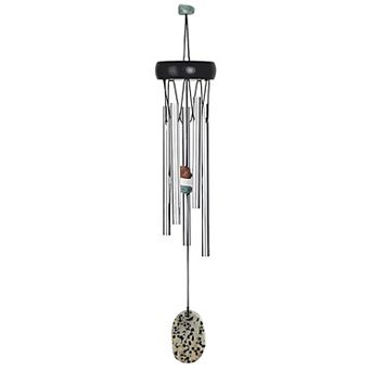 FC Design 15" Long Wood Top Beige Agate Geode Wind Chime Decoration Garden and Patio Decor