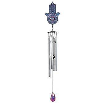 FC Design 29" Long Buddha Palm Silver Wind Chime Decoration Garden and Patio Decor