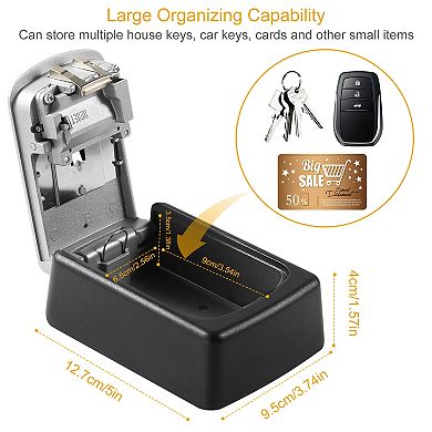 Wall Mount Key Lock Box, 4-Digit Combination, Outdoor Waterproof Storage