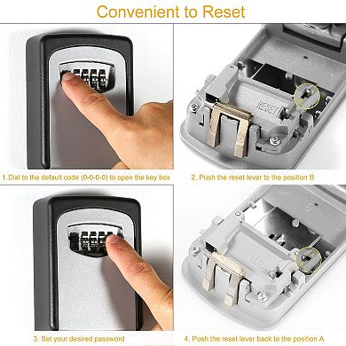 Wall Mount Key Lock Box, 4-Digit Combination, Outdoor Waterproof Storage